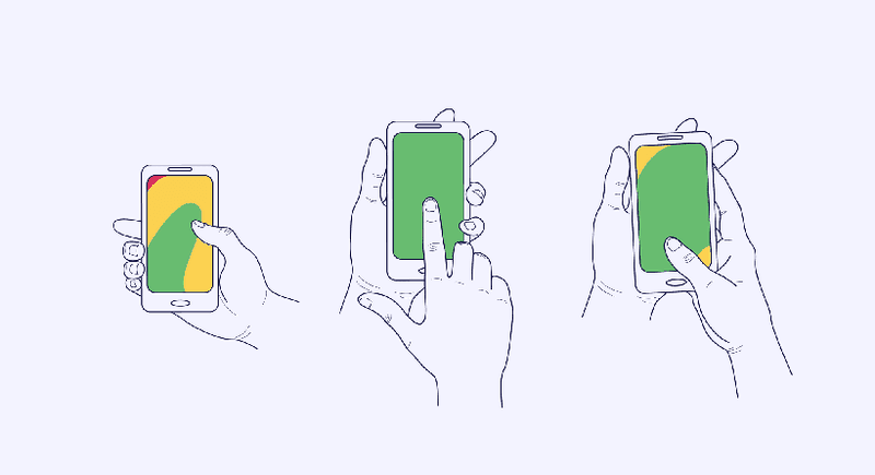 imagem: alcance dos dedos nas interfaces mobile